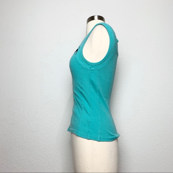 RockSteady Teal/Aqua Ribbed Top M - Picture 3 of 9